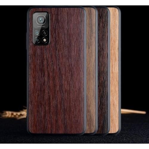 For Xiaomi Mi 10T Pro Case Soft TPU edge+PU Wood grain Protective back cover case for xiaomi mi 10t 10tPro Mi10T phone shell
