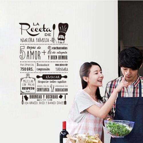 Our familys decorative vinyl kitchen recipe wall decal art wallpaper poster mural home decoration house decoration 3449