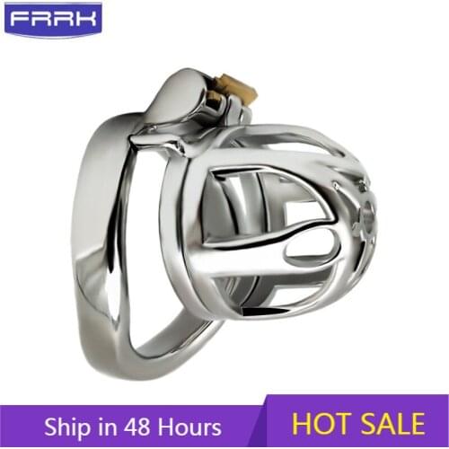 FRRK 53MM*34MM*35MM Male Metal Chastity Lock Chastity Device Stainless Steel CB Lock Penis Cage JJ Anti-derailment Sex Toy