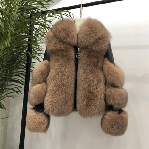 FURSARCAR 2020 Fashion Winter Woman Short Fox Fur Coat With Sheepskin Leather Jackets Thick Warm Natural High Quality Overcoats