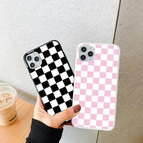 Plaid Checkerboard Case For Samsung Galaxy A41 A21s A20 A30 A31 A50 S A51 A70 A71 M01 M31 Note 20 S20 Ultra S10 S9 S8 Plus Cases