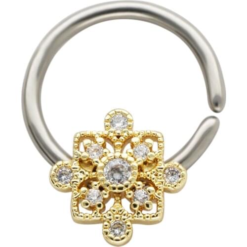 JHJT MUSI 16G Nose Hoop Ring G23 Titanium Cubic Zirconia Tragus Cartilage Earrings Nostril Piercing Body Jewelry