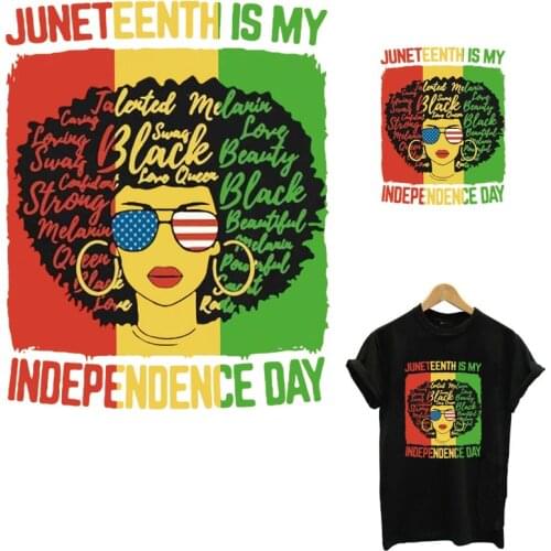 Cool Black Girl Iron On Heat Transfer Sticker For Clothes DIY Washable Women T-Shirt Hoodies Patches For Clothing Girl Applique