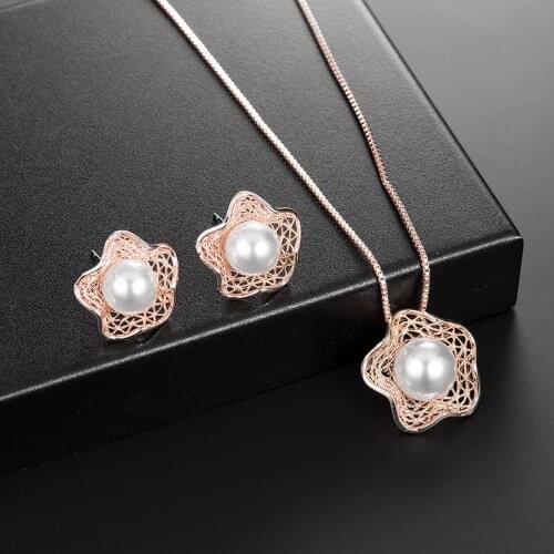 Creative fashion pearl necklace earring set jewelry set bridal jewelry two-piece dress jewelry