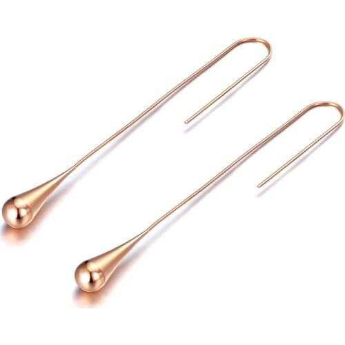 Fashion Titanium Stainless Steel Geometry Water Drop Earrings Jewelry Rose Gold Bohemia Earrings For Women Girls E19247