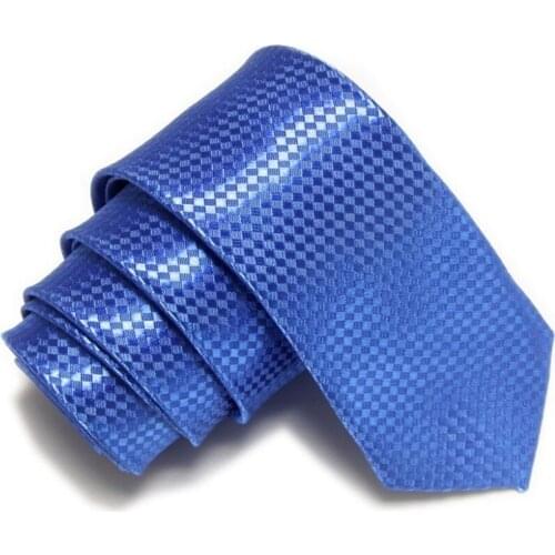 2019 Slim Ties Skinny blue Tie for men necktie plaid Solid Polyester