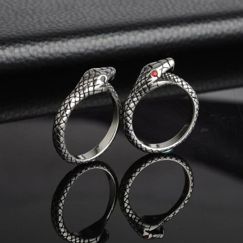 Retro Punk Snake Ring for Men Women Exaggerated Antique Siver Color Fashion Personality Stereoscopic