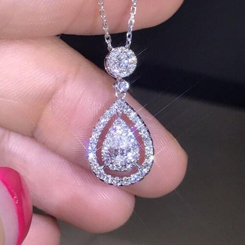 New Hot Sale Shining Drop Shaped Zircon Necklace Pendant Female Birthday Gift Clavicle Chain Fashion Jewelry