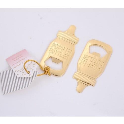 50PCS/LOT Baby Shower Return Gifts for Guest Supplies Poppin Baby Bottle Shaped Bottle Opener