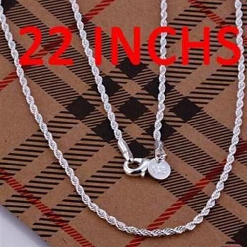 Necklace Silver Plated Necklace Silver Trendy Jewelry Necklace String Twisted Jewelry Wholesale Free Shipping ajqu LN226-22