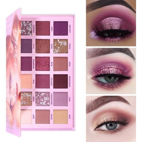 Eye Shadow Palette Pink Violet nude 18 Color Matte Shimmer eye shadow powder waterproof pigment