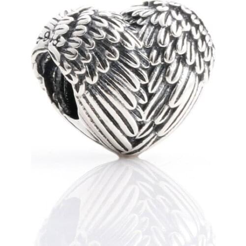 Pandach Genuine 925 Sterling Silver Angel Wings Wings Charm Charm for Original Bracelets DIY Womens Jewelry CMC527