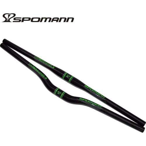 SPOMANN full carbon bicycle handlebar MTB handlebar 31.8 *600-720mm 3k gloss green color mountain bike flat rise handlebar parts