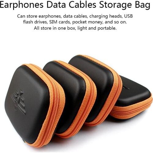Portable Waterproof Wearable Pu Headset Data Cable USB Disk Charger Storage Bag Box Small Capacity Headset Accessories