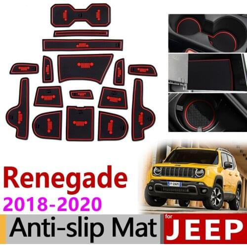 Anti-Slip Mat for Phone Gate Slot Mats Cup Rubber Pads Rug for Jeep Renegade 2019 2020 Facelift Model Car Accessories Stickers
