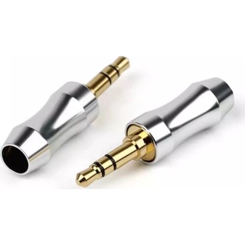 2pcs Jack 3.5mm Audio Headset 3 Poles Gold Plated 3.5 Plug Connectors Solder Aluminum Alloy Shell Fixing Cable 6mm Black Silver