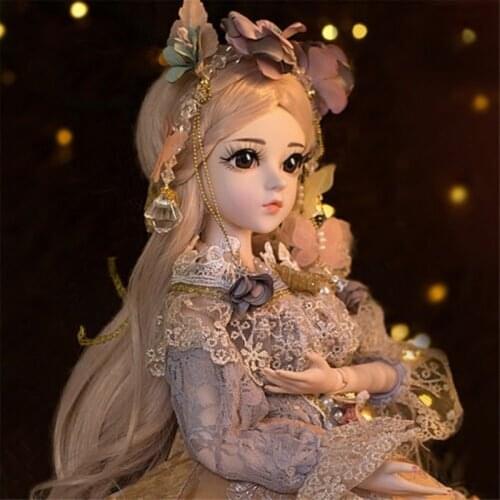 60cm Full Set BJD Doll 1/3 Ball Jointed Girl Face Eye Dress Makeup Birthday Xmas Gift Fashion Doll Movie & TV