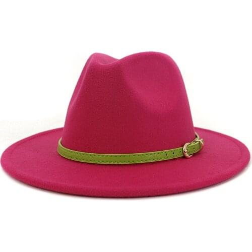 High Quality New Solid Color Felt Fedoras Hat for Men Women Artificial Wool Blend Jazz Cap Wide Brim Simple Church Flat Top Hat