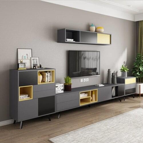 Karois CJ18 Nordic Tv Cabinet Coffee Table Retractable Combination Set Modern Minimalist Living Room Furniture