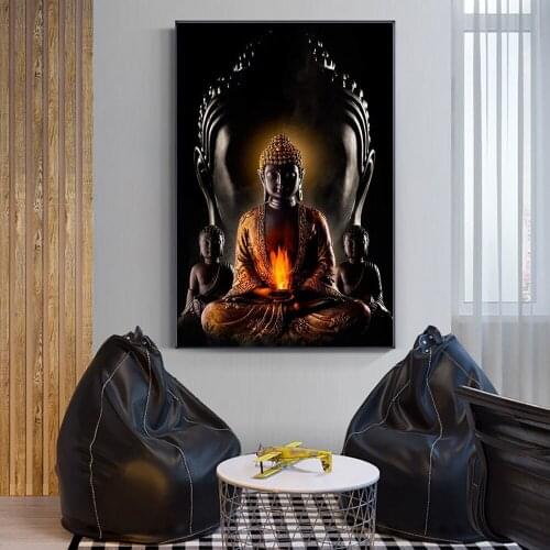 Modern Canvas Art Buddha Statue Painting Poster Print Wall Art Picture For Living Room Home Decor Wall Decoration Frameless