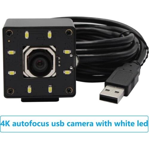 4K Autofocus Webcam USB Camera No distortion Lens Mjpeg 30fps High Speed USB Webcam Video Camera with White leds for PC Computer