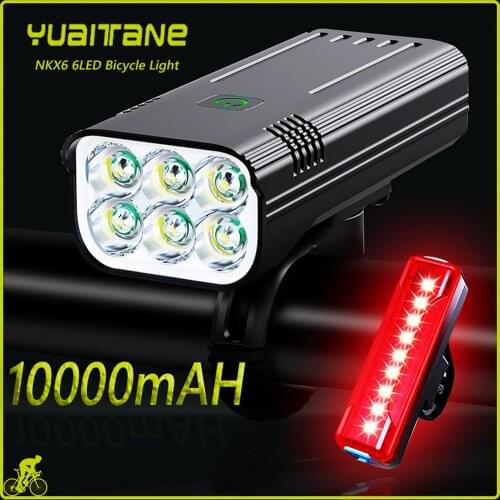 10000 mAh Bike Light Waterproof USB Rechargeable LED Bicycle Light 5000LM Super Bright Flashlight for Cycling Front / Rear Light