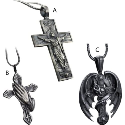 Jewelry Catholic Jesus Christ on INRI Cross Pendant Stainless Steel Crucifix Pendant Necklace Baptism Christian Jewelry