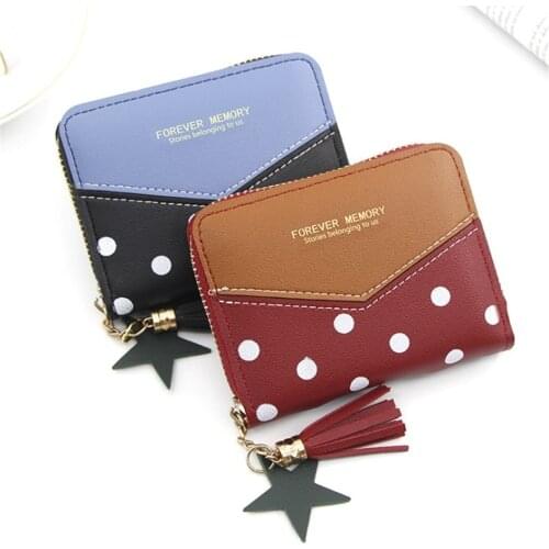 Fashion Short Wallet Women Girl Tassel Coin Purse PU Leather Zipper ID Credit Bank Card Holder Case Female Party Clutch Money Ba