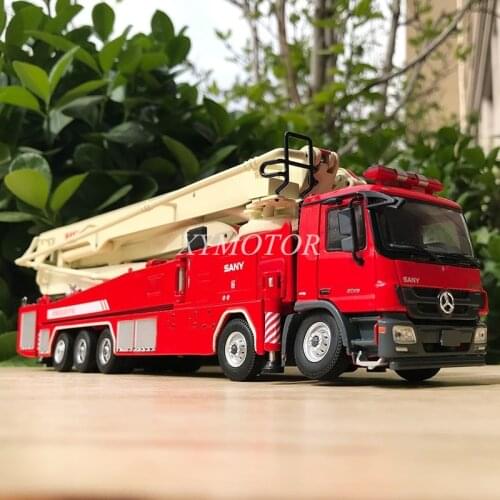 1/50 SANY For Benz 62m Water Tower Fire Truck Diecast Metal Model Truck Car Kids Toys Gifts Display Collection Ornaments