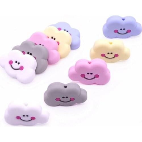 10pcs Silicone Beads 30mm Teething Beads Could Smiley Face DIY Pacifier Clip Necklace Food Grade Safe Soft Silicone Baby Teether