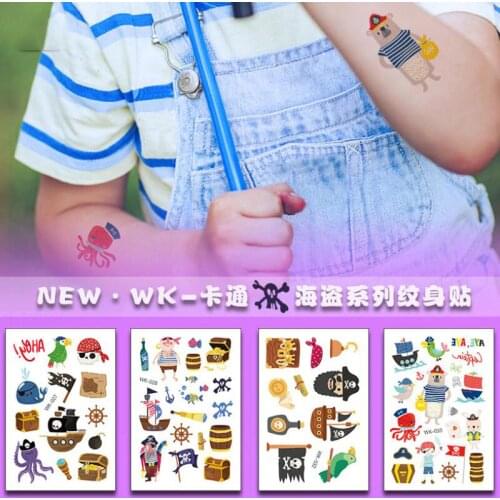 Cartoon Pirate Temporary Tattoo Waterproof Sticker Fake Tattoos Body Art Kids Gift 10pcs