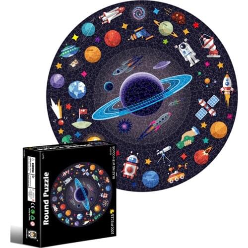 1000 Pieces Puzzles Round Jigsaw Puzzles Space Universe Series Intellectual Game Parent-child Interactive Kids Puzzle Toy Gift