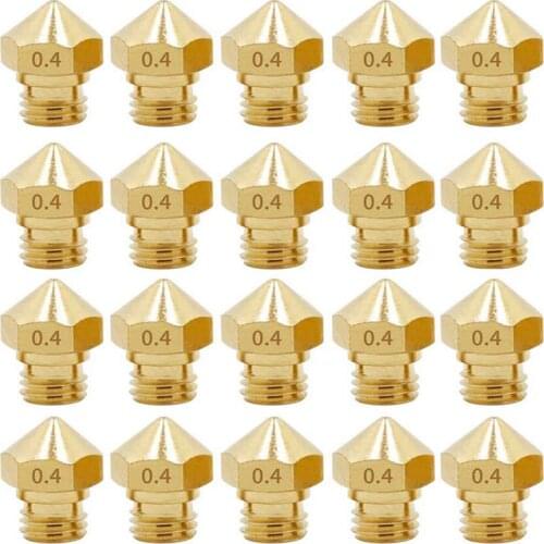20PCS MK10 M7 Nozzle for 3D Printer, 20PCS Brass Extruder Head Hotend Nozzles 0.4mm, fit 1.75mm D4/I3