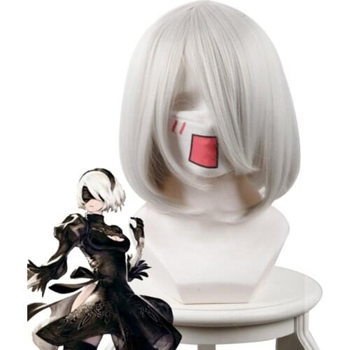 2B Cosplay NieR Automata Yorha 2B Headwear Cosplay Silver Hairs 15inch