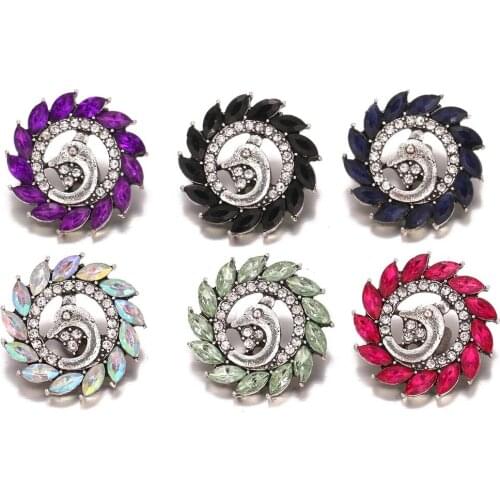 5pcs/lot New Snap Button Jewelry Rhinestone Metal 18mm 20mm Snap Button Jewelry for Snap Bracelet Bangle DIY Charms