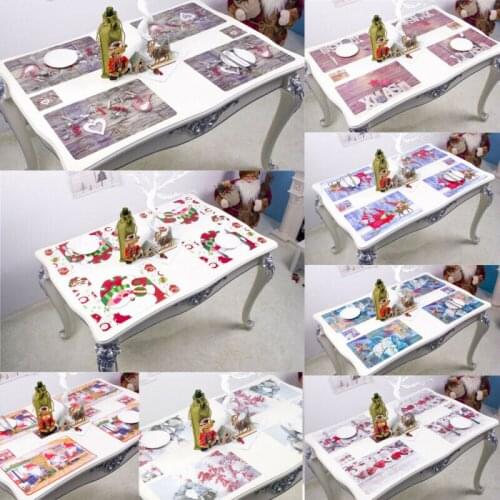 6pcs Christmas Place Tableware Mat Dinner Hotel Xmas Holiday Party Home Decor