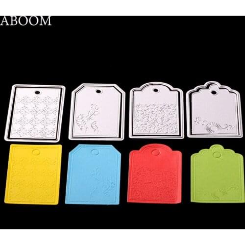 ABOOM Hot 4PCS/Set Tag Shape Metal Scrapbooking Cutting Dies DIY Craft Stencils Embossing For Scrapbooking Metal Stencil Die Cut