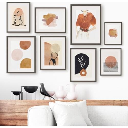 Abstract Line Girl Scandinavia Watercolor Wall Art Canvas Painting Nordic Posters And Prints Wall Pictures For Living Room Decor