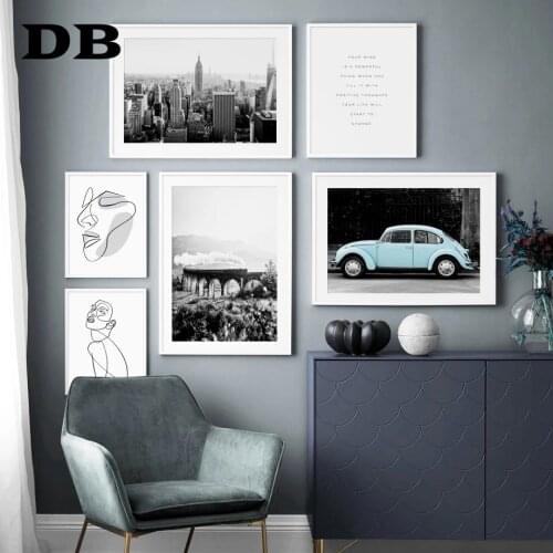 New York City Nine Arch Bridge Abstract Line Wall Art Canvas Painting Vintage Posters And Prints Wall Pictures For Living Room