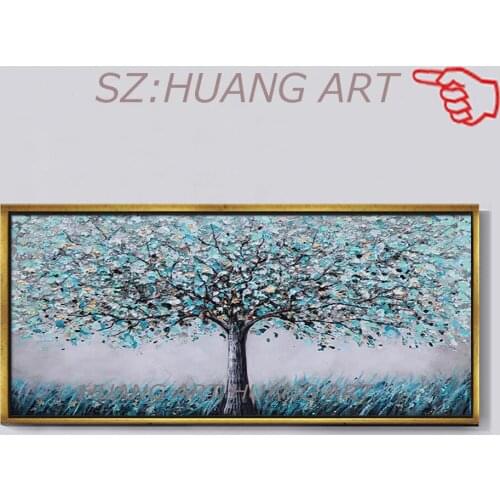 Abstract Texture Hand-painted Green Tree Oil Painting Canvas Wall Picture Art Newest Landscape Tree Paintings For Living Room