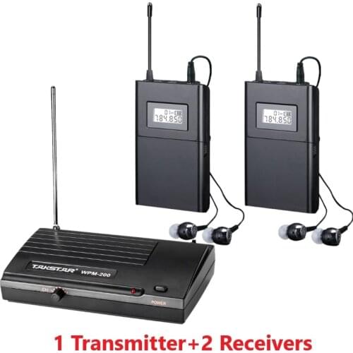 Takstar WPM-200/WPM200 Wireless Monitor System In-Ear Stereo Wireless Headset Stage monitors system 1 Transmitter 2 Receivers