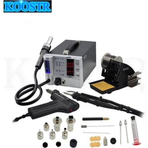220V Lead Free Repairing System Soldering Desoldering Station of Aoyue 2702A+ Hot Air Gun +Desoldering Gun