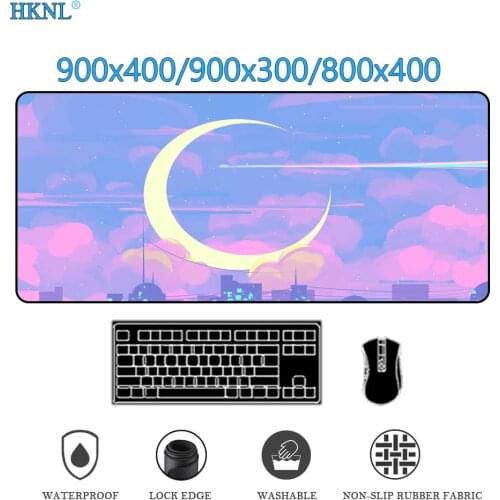 Anime Moon landscape Large Rubber Gaming Speed Kawaii anime Mousepad Keyboard Computer deskmat pink mouse pad 900x400 xxl carpet