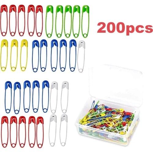 Nonvor 200 Pieces Safety Pins with Storage Box Colourful Painted Large Safety Pins for Art Craft Sewing Jewelry Making