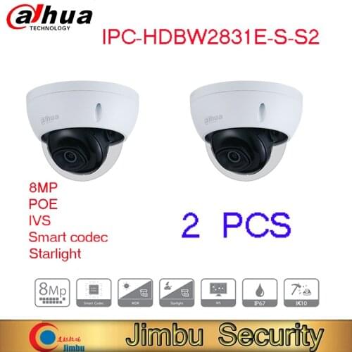 Dahua IPC-HDBW2831E-S-S2 8MP 4K Lite Fixed-focal Dome Camera support poe protection video cameras for home security house camera