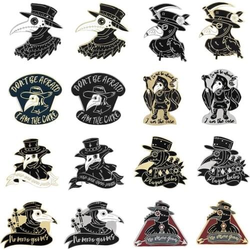 Punk style crow Plague Doctor series Denim Enamel pins Cool Rock Badges Brooches Gifts for Friends Jewelry wholesale