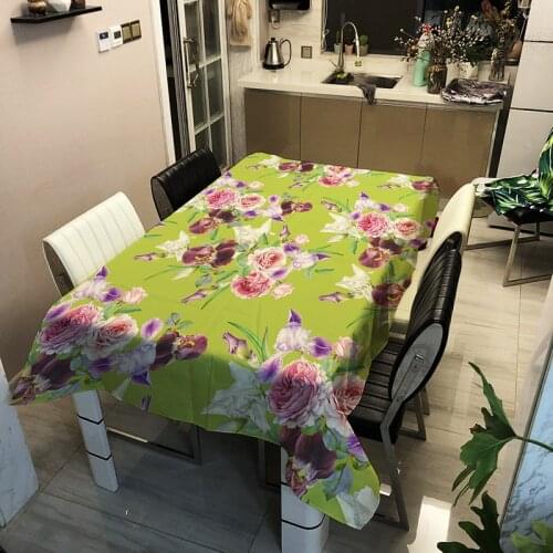 Flamingo with Flowers Tablecloth 3D Printing Table Cloth Waterproof Rectangular Dinning Table Cover Mantel Mesa Nappe De Table