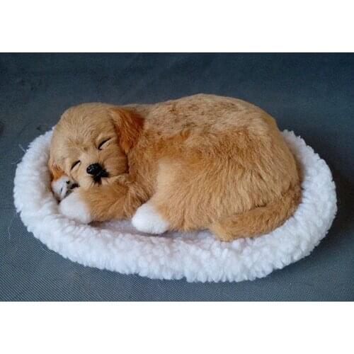Simulation sleeping dog about 23x16cm hard model,polyethylene&fur toy,home decoration doll 1741