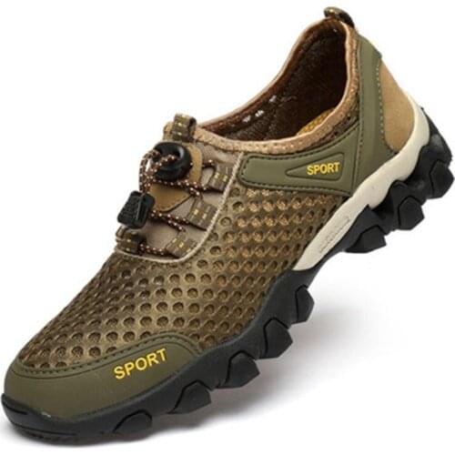 Outdoor Trekking Mountain Men shoes Breathable Casual Mesh Hollow Hiking Sports Shoes Wearable Light Elastic Band Trainers