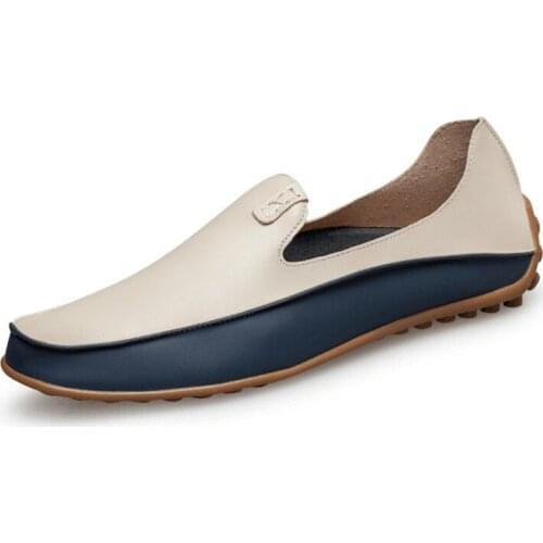 2021 men leather casual loafers Summer flats slip-on breathable moccasins autumn punching drive shoes outdoor Driving shoes men